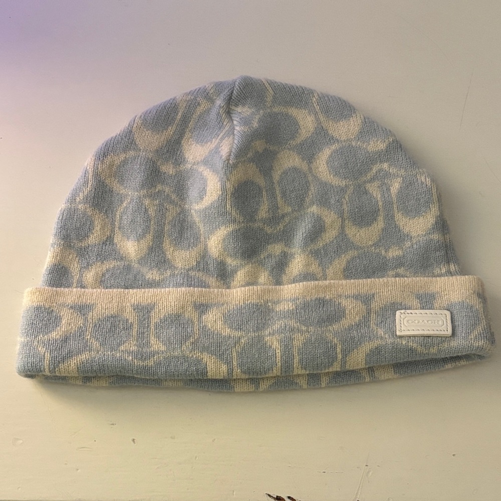 Coach Patterned Blue and Cream Hat